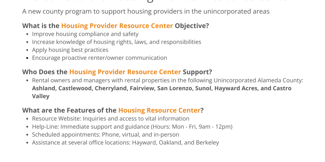 Alameda County Housing Provider Resource Center
